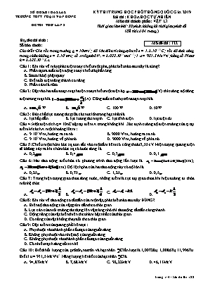 Đề thi thử THPT Quốc gia môn Vật lý lần 2 năm 2019 - Mã đề 122 - Trường THPT Phạm Văn Đồng
